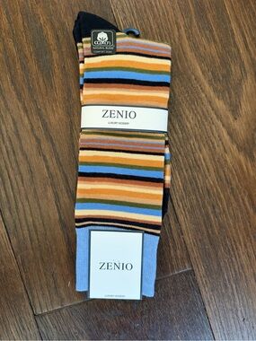 NWT Zenio Men’s Dress Casual Socks Fall Stripes Cotton Business